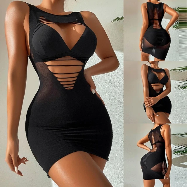 Robe courte robe femme vêtements de nuit sans manches doux respirant creux