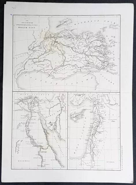 1850 Louis Dussieux Large Antique Maps of Turkey (Asia Minor), Syria & Egypt