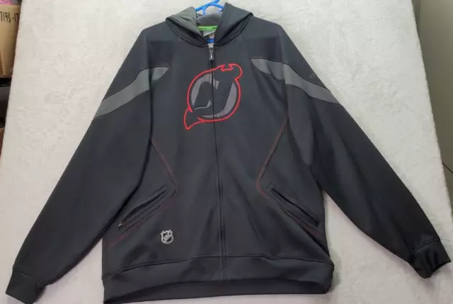 NHL New Jersey Devils Reebok Jacket Hockey Mens Size XL Black Hooded Full Zipper