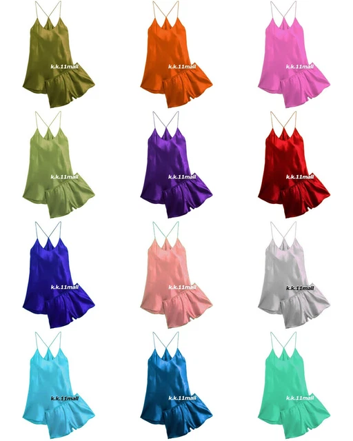 Raso di Poliestere Abbigliamento Notte Top + Set Pigiama Ragazze Sexy Cami & S98