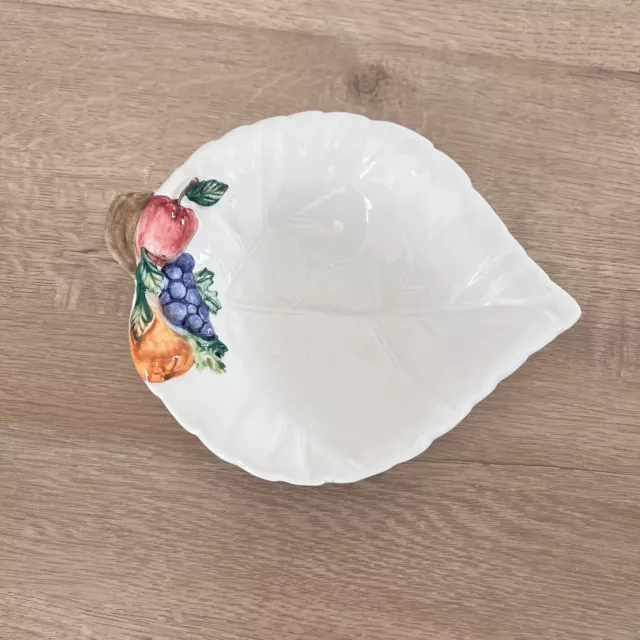 Vintage Bassano Italian Majolica 3-D Fruit Bowl Fruit & Leaf