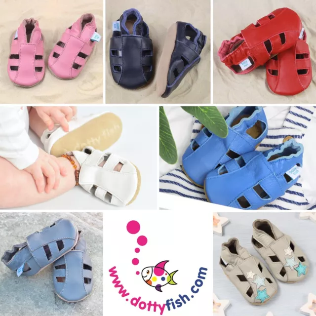 Dotty Fish weiches Leder Babyschuhe Kleinkind Sandalen Jungen/Mädchen 0-6 Monate - 2-3 Jahre