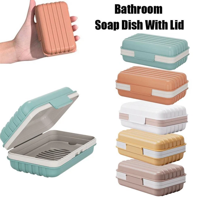 PORTABLE SOAP DISH Box Case Holder Lid Shower BathroomTravel Sealed