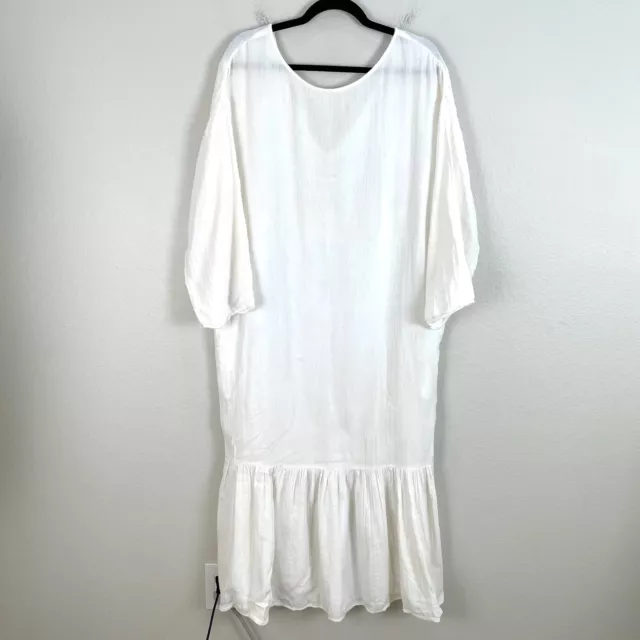 Mara Hoffman Swim Small Crinkle Gauze Organic Cotton Maxi Dress White Cover Up