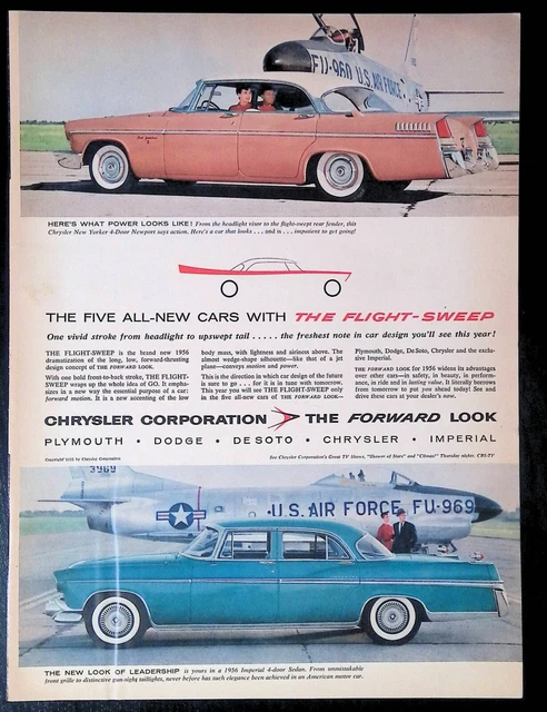 Print Ad 1956 Chrysler Plymouth Belvedere Lancer Desoto Imperial New Yorker