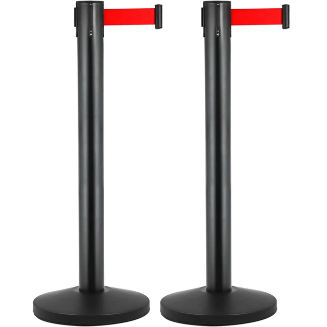 Poste separador 2 unidades negro con cinta extensible de 2 m 320 x 63 x 910 mm