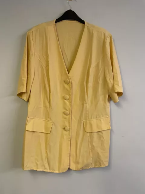 Blazer vintage donna cappotto giallo petto singolo taglia UK22 EU48