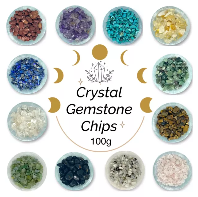 Natural Tumbled Crystal Gemstone Chips Wicca Craft Chakra - 100g