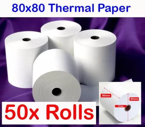 50 Rolls 80x80mm Thermal Paper Cash Register Receipt Roll Cheap AU STOCK