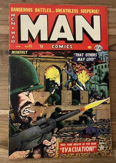 MAN COMICS #25 (1953, Atlas). Men At War. Golden Age. VF++