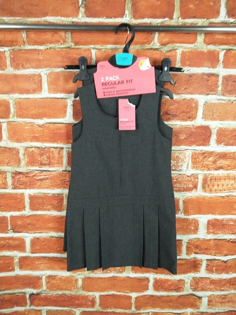 Pacchetto Abito Scuola Pinnafore Bambina Nuovo Con Etichette Età 4-5 Anni M&S Grigio Cerniera Invernale 110Cm
