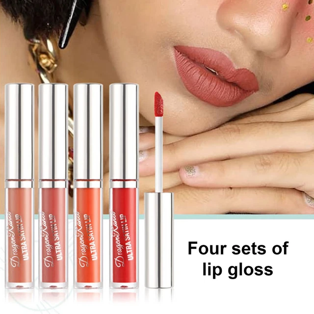 4 piezas / juego de 2 ml brillo labial kit de larga duración Conceal líneas de labios sin peso