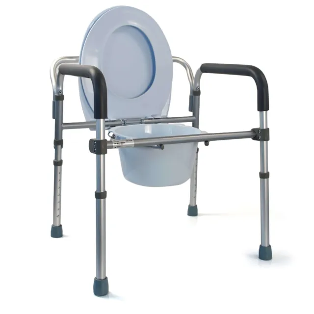 Comoda WC Per Anziani e Disabili Pieghevole Leggera Rialzo Sedia WC