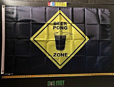 Beer Flag FREE FIRST CLASS SHIP Beer Pong Zone BY Beer Drinking USA Sign 3x5'