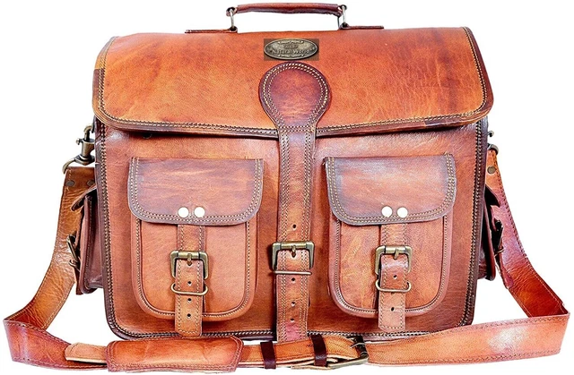 Sac Portefeuille En Cuir Pour Homme - Cuir Pleine Fleur, Multifonction, Pour Ordinateur 14 Pouces