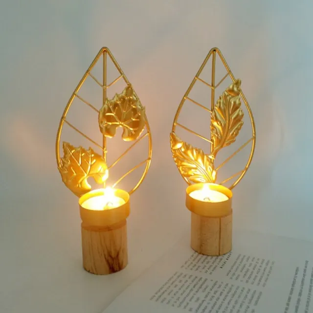 Luxury Tree Leaves Design Gold Effect Tea Light Stand Holder Candlestick