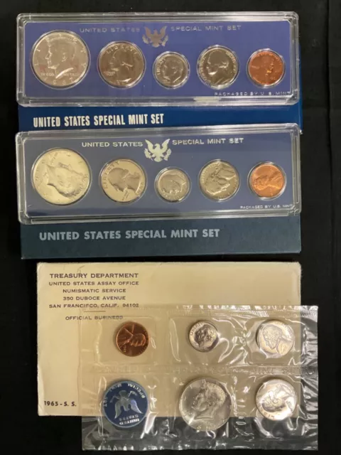 Lot of 3 US Special Mint sets 1965-1967 IN OGP