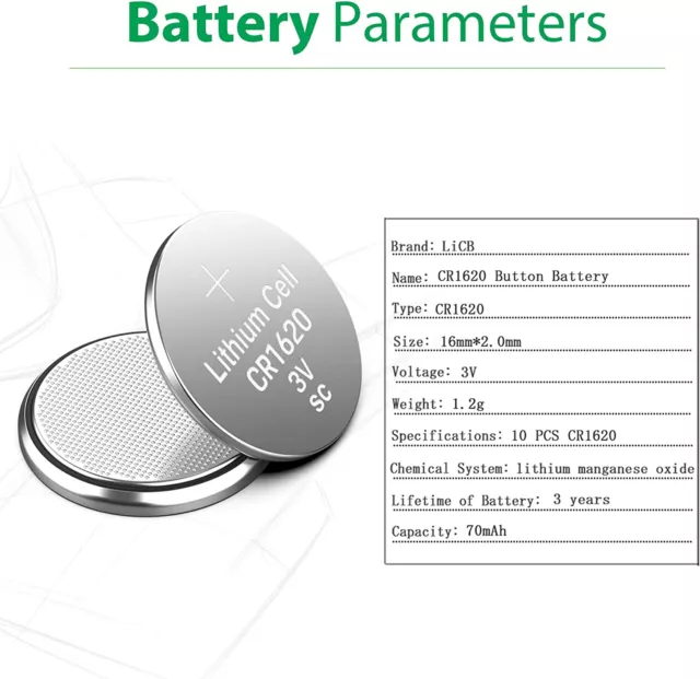 2 Cr1620 3V Loose Lithium Battery Batteries  Ecr1620 Lm1620 Watch Electronics L