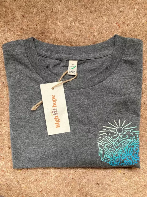 NEW High Hope Men’s XS Tshirt, Ocean Inspired Pocket Print, Dark Grey Marl,