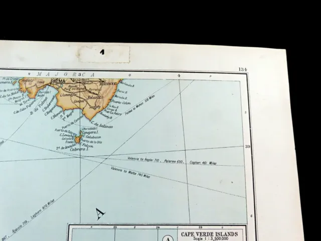 Map of Spain Ibiza Cape Verde Murcia Cartagena Lorca Post WW1 Antique Large 1919 2