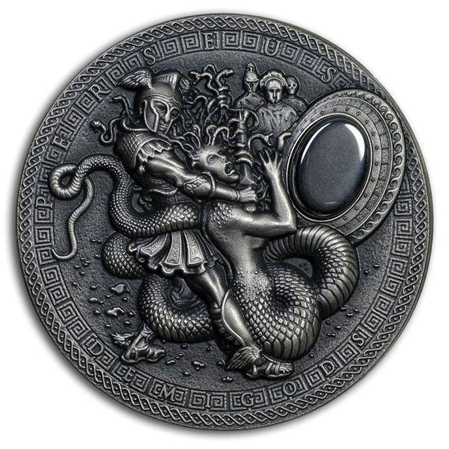 2018 Niue PERSEUS DEMIGODS SERIES 2oz Silver Antique Coin