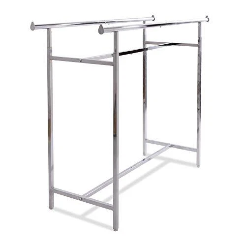 - Adjustable Double Bar Rectangular Hangrail Rack in Chrome