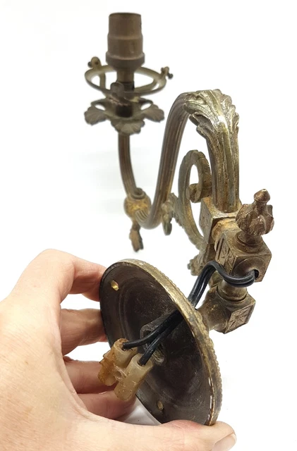 Ancienne applique murale Lampe Bec de gaz laiton Avec bras pliant Art nouveau 7