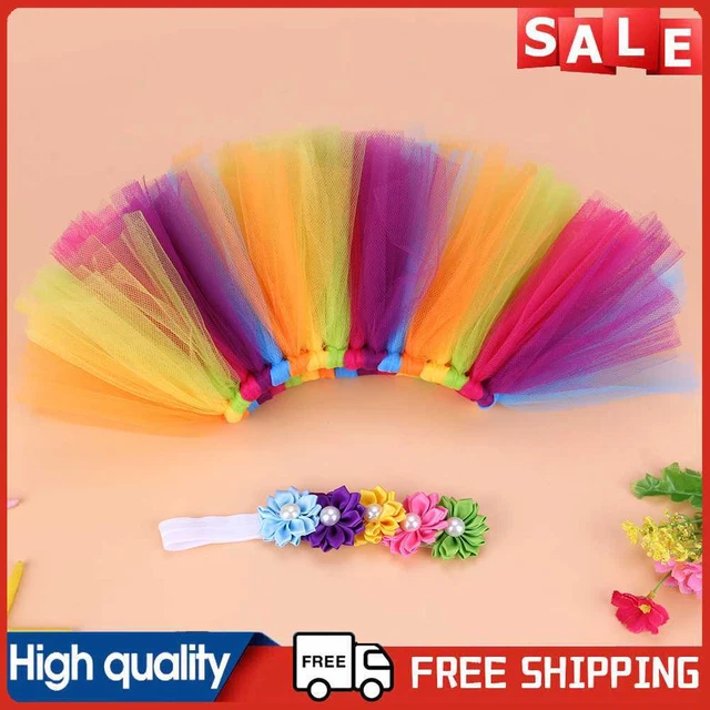 Linda Falda de Crochet Multi Tutú Flor Banda para el Cabello Accesorios para Fotografía (0-2M) para Niños Niñas