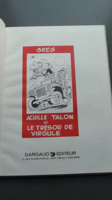 Bd Achille Talon - Le Tresor De Virgule - Greg - Ed. Dargaud  1978 Tbe 3