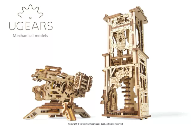 UGEARS Turmbalista, 3D Puzzle, Holzmodell, mit Antrieb