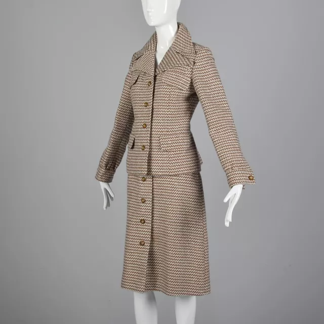 M Vintage 1970s 70s Couture Boutique Via Veneto Skirt Suit Tweed Separates Mod 2