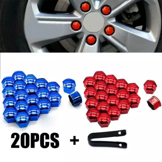 20pcs/set Car Hub Screw Cover Wheel Nut Caps Bolt Rims Removal Nuts Tools + U9J1