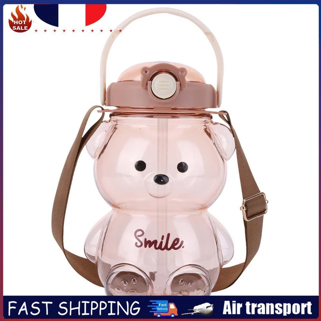 Gourde Kawaii 800ml En Forme D'ours – Sans BPA, Paille Cachée, Anti-fuite, Avec Sangle Réglable – Pour Enfants Et Adultes
