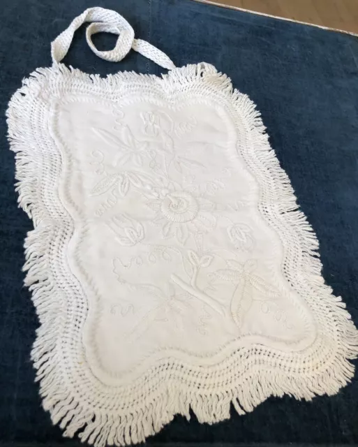 Antique "Pocket" White On White Embroidery. Linen Reticule