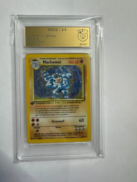 Pokémon Machomei Holo First Edition 1st Edition 8/102 GSG 2.5 Good DEU