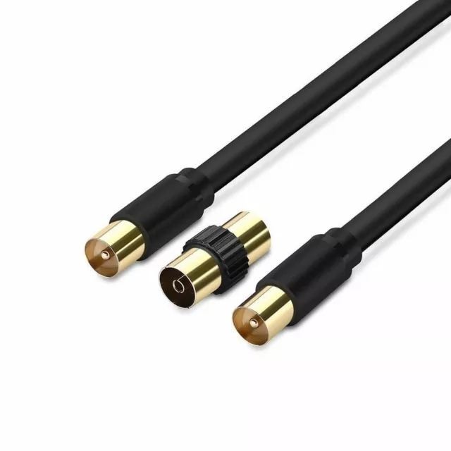 Aerial Cable Lead Male - Male With Female Joiner RF TV Coaxial Digital Plug Coax