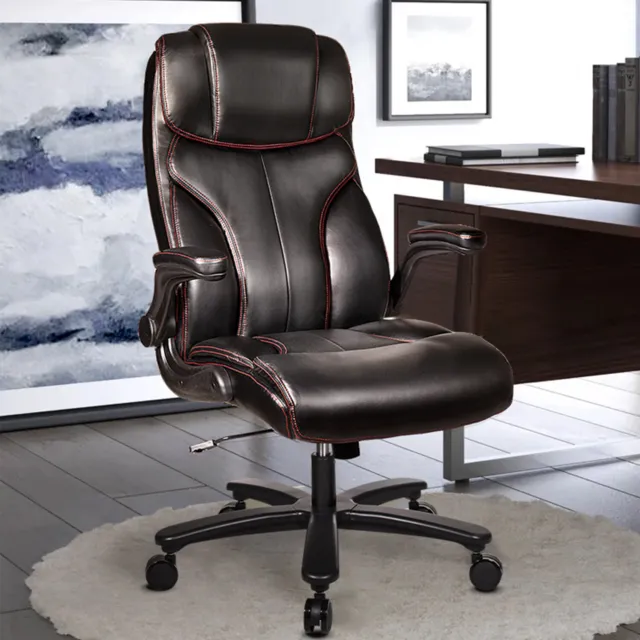 Big Tall Executive Task Chair Leather  High Back Office Desk Chair with Footrest