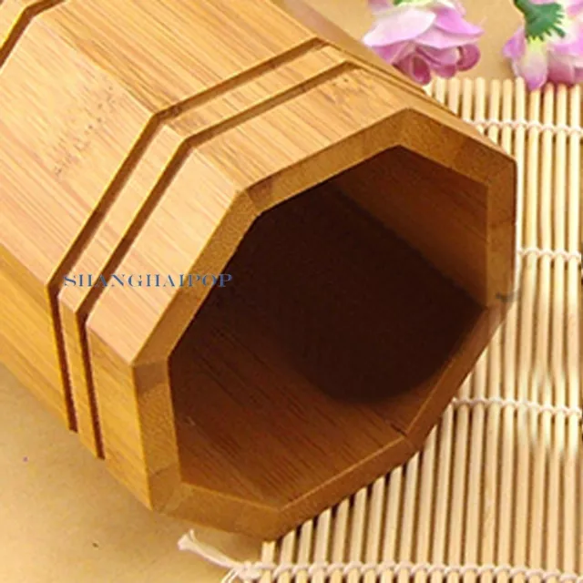 Bamboo Wood Chopstick Storage Holder Pen Pencil Case Basket Box Chinese Vintage 2