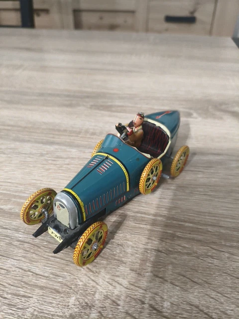 AUTORAIL BUGATTI Jouet Ancien Tôle Boite Tole Biscuits BRUN