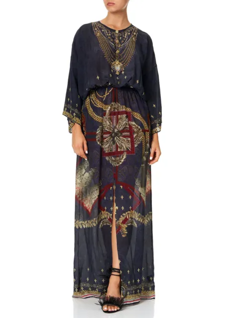 Camilla This Charming Woman Split Pocket Dress Kaftan Maxi Navy Floral Size