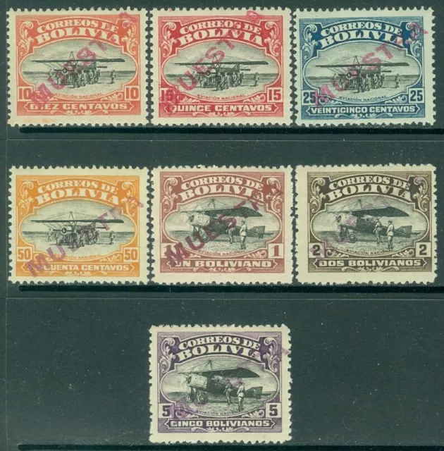 EDW1949SELL : Bolivie 1924 Scott #C1-7 VF,Mint Og Cplt Ensemble + Spécimen Ovpts