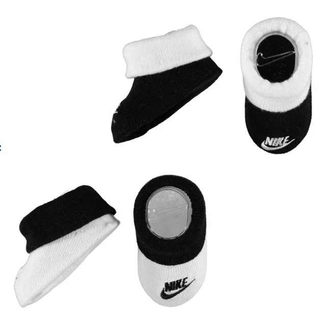 NIKE ensemble lot cadeau coffret 2 paires chaussons bébé 0-6 mois noir et blanc