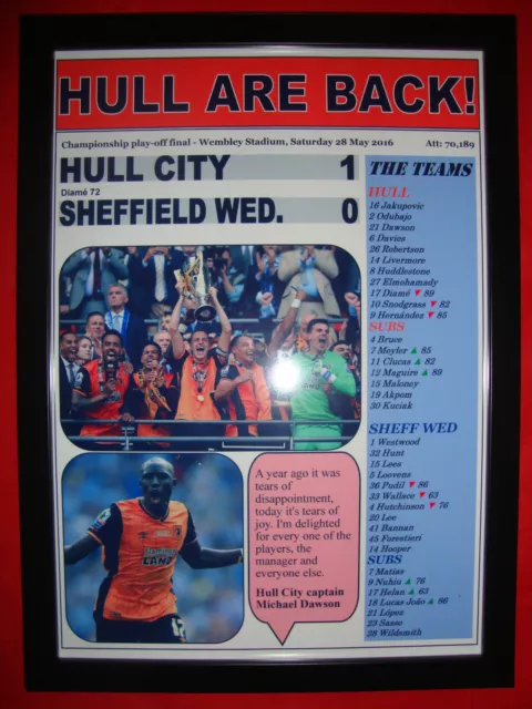 Hull City 1 Sheffield Wed. 0 - 2016 Championship play-off final - framed print