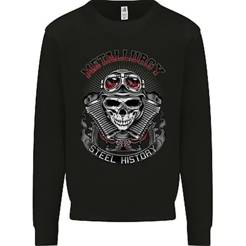 Biker Metallurgy Motorbike Motorcycle Skull Kids Sweatshirt Jumper