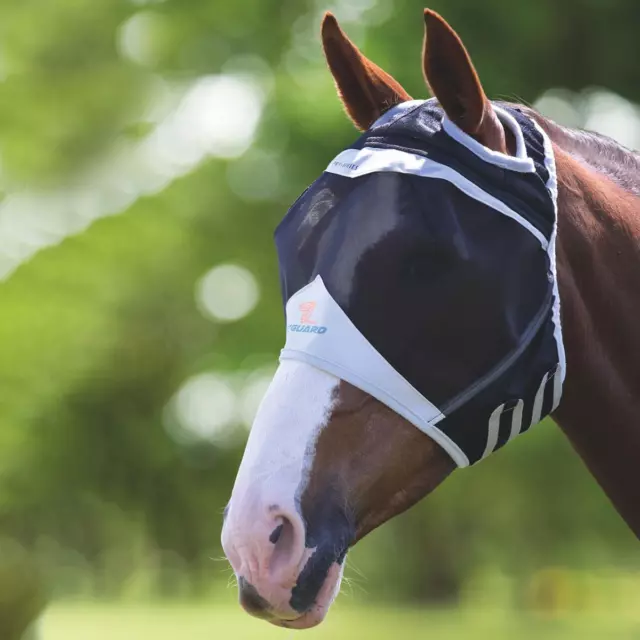 Shires FlyGuard Pro Fine Mesh Fly Mask with Ear Holes - Black