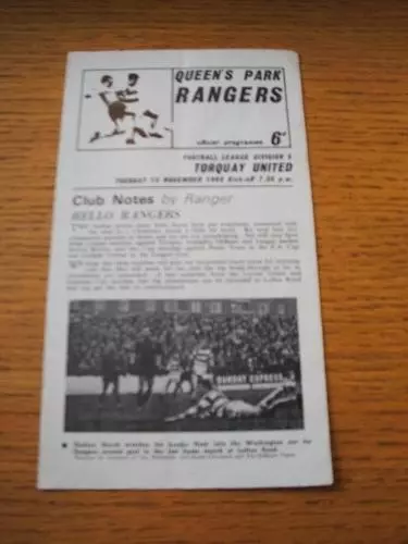 15/11/1966 Queens Park Rangers v Torquay United  (Creased). No obvious faults, u