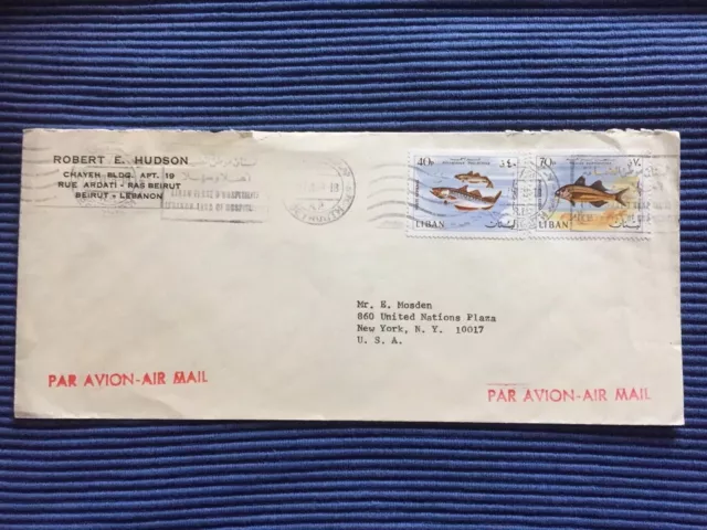 Libanon AirMail Brief Umschlag gel.27.06.1963 Beirut - Cornell Uni NY USA