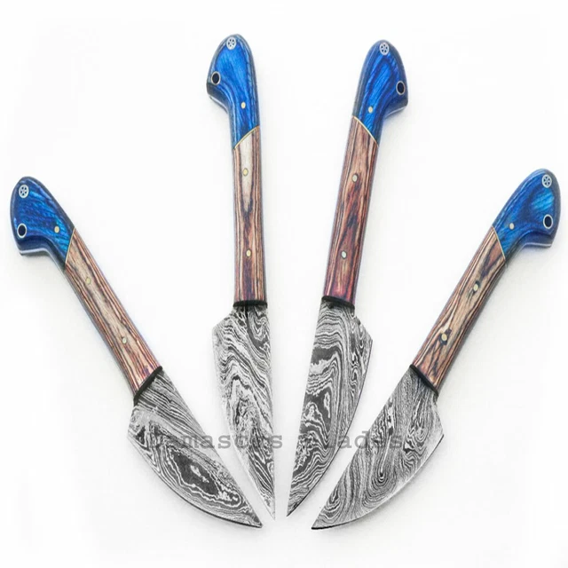 4 Pieces Custom Made Hand Forged Damascus Steel Steak Chef Knives Set Of Steaks