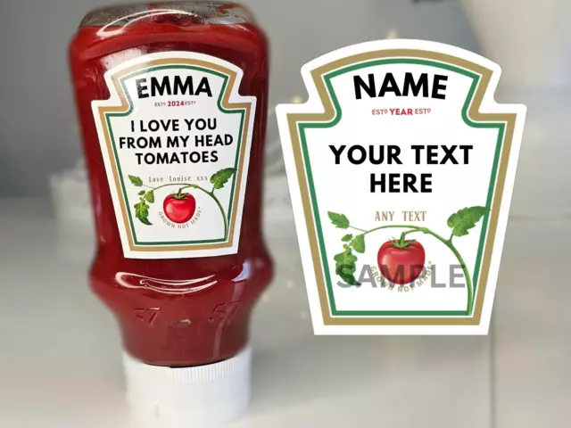 Personalised Ketchup Bottle Label - ANY TEXT ANY OCCASION GIFT - Birthday Party