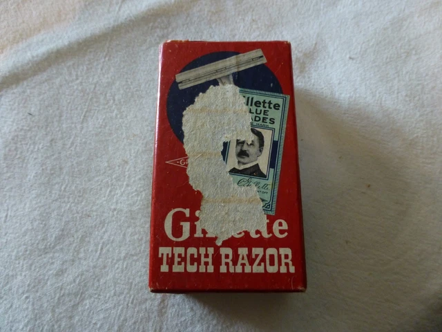 Vintage "Gillette Tech Razor" Black Handle-Original Box-No Blades